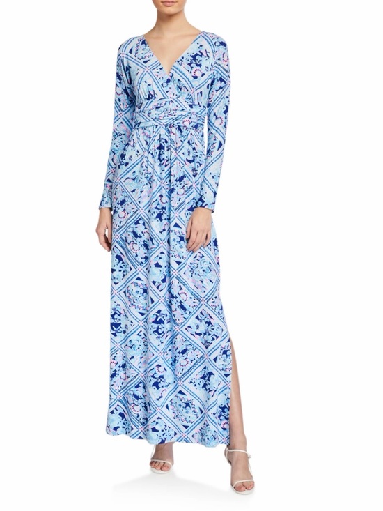 Lilly Pulitzer Dresses & Skirts - Lilly Pulitzer Nichola Light and Navy Blue Printed Maxi Dress